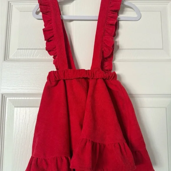 Red Ruffled Corduroy Dress - Picture 2 of 2